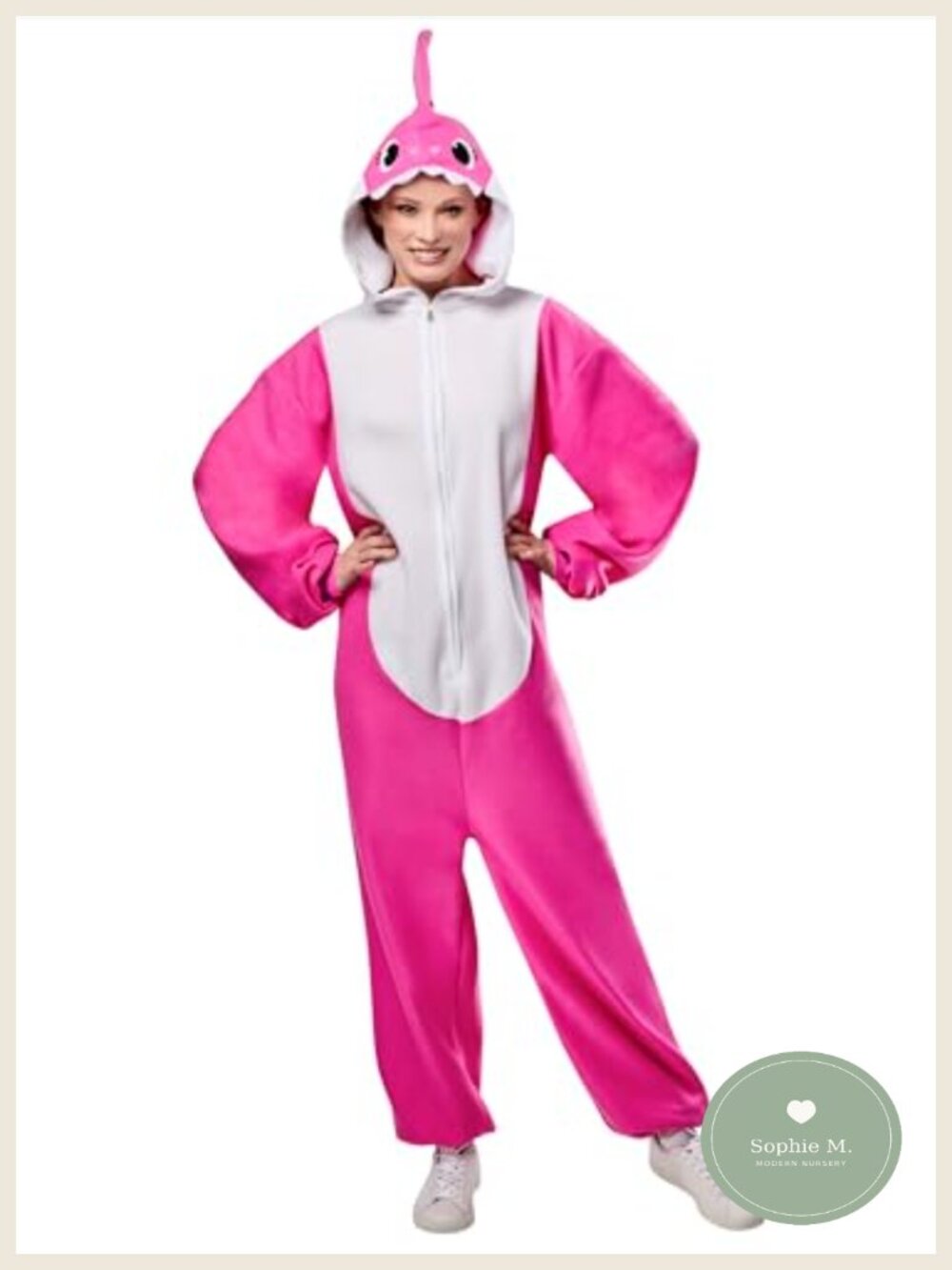 Adult Baby Shark Comfywear Hooded Jumpsuit Costume Fleece